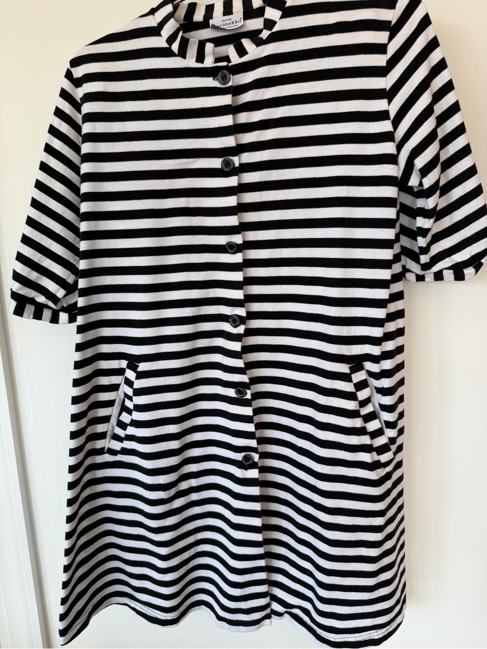 Marimekko Black and White Striped Button-Front Top
